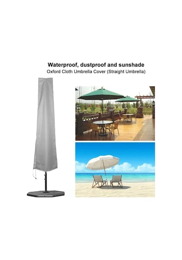Nappe Gri Su Geçirmez Bahçe Şemsiye Koruma Örtüsü Plaj Çadırı Toz Yağmur Kir Önleyici Şemsiye Kılıfı