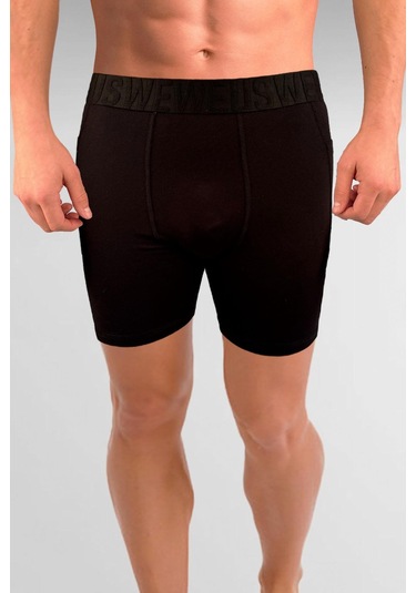 Weweus Siyah Gizli Cepli Erkek Uzun Boxer Siyah