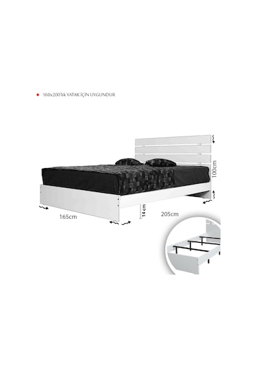 Pasifichome Huga Çift Kişilik Ahşap Karyola Komodin Takım Meşe 160 Cm