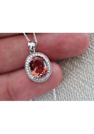 Gümüş Oval Zultanit Kadın Kolye