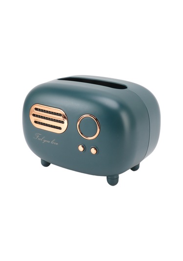 Geeroyoo Klasik Radyo Desenli Plastik Mendil Kutusu - Banyo, Oturma Odası, Yatak Odası Dekoratif Çok Amaçlı Organizer - Kırmızı