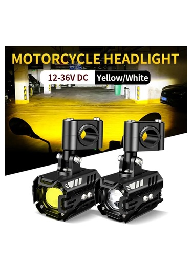 L150 High Power Motosiklet Çift Renk Sarı - Beyaz Sis Farı Takım