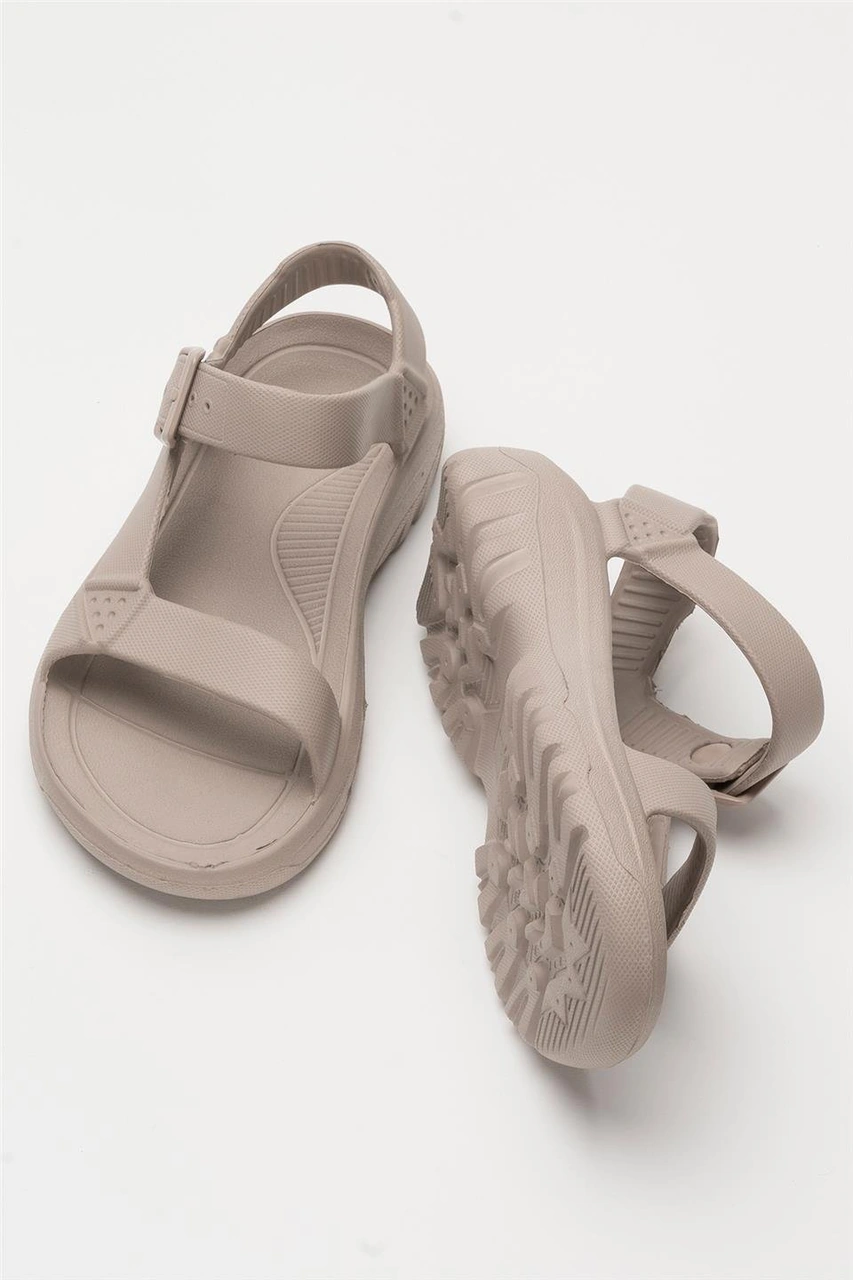 Unisex Eva Spor Kaymaz Yürüyüş Sandaleti Vizon Vizon