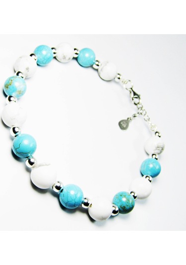 925 Ayar Gümüş Havlit ve Turkuaz Doğal Taşlı Kadın Bileklik