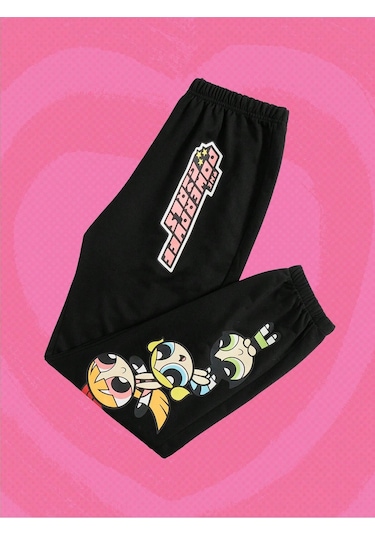The Powerpuff Girls Cartoon Graphic 4 Mevsim Eşofman Siyah