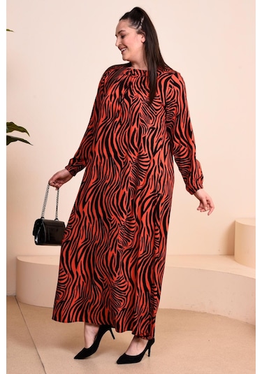 Kadin Anne Buyuk Beden Elbise Cicekli Tesettur Giyim 001