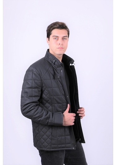 New Zaya Leather Erkek Lacivert Deri Mont Lacivert