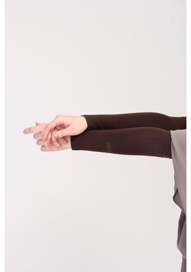 Likralı Kaymayan Kurtarıcı 1 Çift Tesettür Kolluk Kahverengi