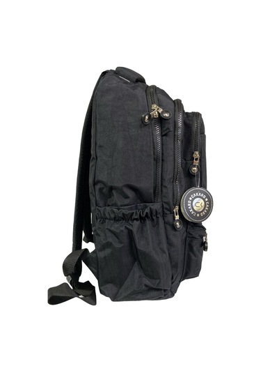 Su Geçirmez Kaliteli Astarlı Krinkıl Kumaş Unisex Iki Gözlü Okul Spor Seyahat Sırt Çantası 30x45cm Siyah Su Geçirmez Kaliteli Astarlı Krinkıl Kumaş Unisex Iki Gözlü Okul Spor Seyahat Sırt Çantası 30x45cm Siyah