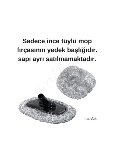Yedek Başlık 1 Adet - Unikat Özel Teleskopik Saplı İnce Tüylü Araç Temizlik Mop 1 Adet
