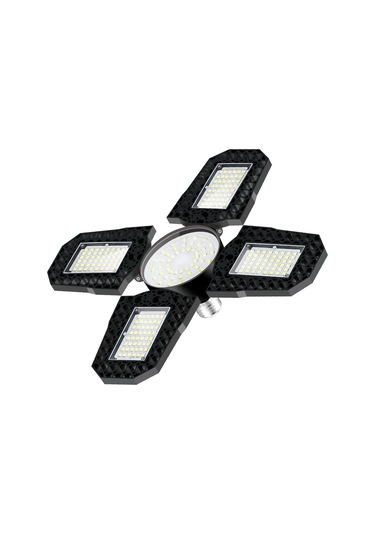 Teltree E27 100w Endüstriyel Led Garaj Lambası - 4 Kanatlı Katlanabilir, Su Geçirmez, 6000k Soğuk Beyaz, Yüksek Güçlü Tavan Aydınlatması