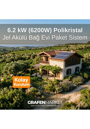 6,2 Kw 6200w Bağ Evi Hazır Solar Sistem - Jel Akülü Kolay Kurulum
