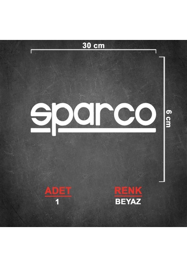Sparco Sticker - Oto Sticker - Araba Sticker - Araç Sticker - Cam Sticker - 30cm X 6cm - Beyaz