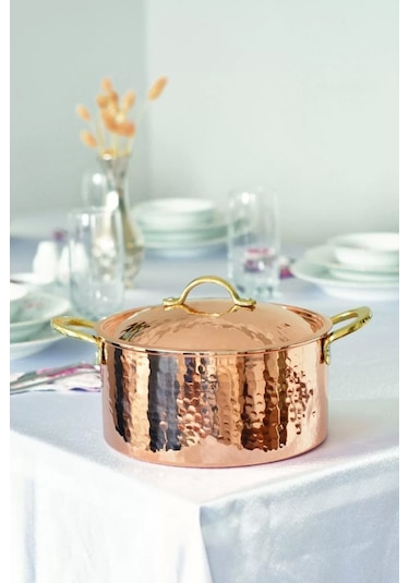 Bakır Modern Tencere Derin Model 19 CM Bakır Renk