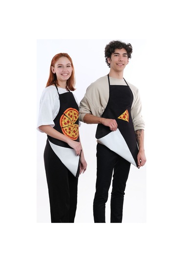 Beautiful İkili Paket Sıvı Geçirmez Su Geçirmez Mutfak Önlüğü Pizza Siyah