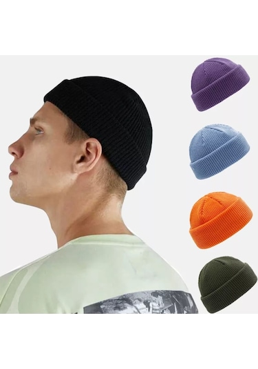 Külah Erkek Docker Örgü Bere Skullcap Hipster Şapka