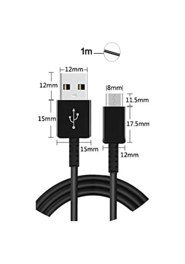 Type-C Data ve Hızlı Şarj Kablosu 1 Metre 2.4 Amper - Siyah