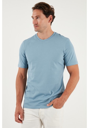Buratti Pamuklu Regular Fit Bisiklet Yaka Erkek T Shirt 59020204 Mavi