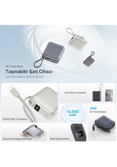 10000mah 35w Powerbank Siyah - Hızlı Şarj - Taşınabilir Güç Kaynağı - Taşınabilir Şarj Cihazı Siyah