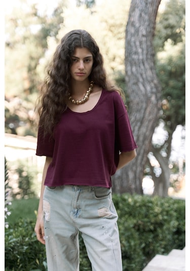Bohemai Ripley Yarım Kol Bordo T-shirt Bordo