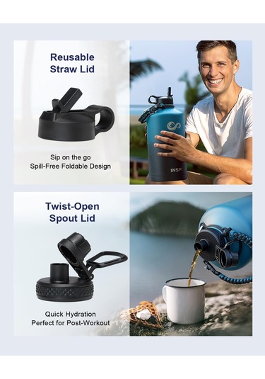 Paracord Saplı Yalıtımlı Su Şişesi 128oz, Indigo Black Indigo Black 128 Ons Altın - Siyah