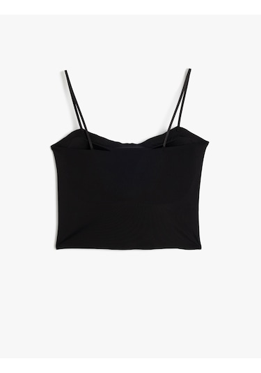 Koton Vücudu Saran Nefes Alan Kumaş Dikişsiz Askılı Kaplı Dolgusuz Yarım Atlet Siyah 5wlk10136mk Siyah