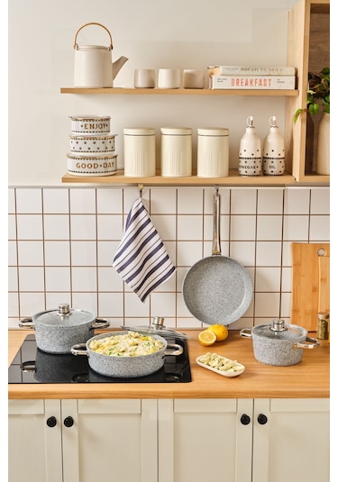 Karaca  Biogranit Nare 7 Parça Tencere Seti Mavi