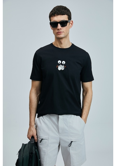 Lufian Zany Modern Grafik T- Shirt Siyah Siyah 111020255100100 Siyah