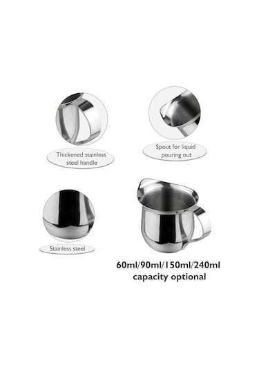 Xiyyadms Stainless Steel Süt Köpürtme Kasesi 90ml - Akıcı Döküm, Modern Tasarım, Gümüş Renk Diğer