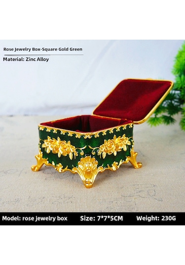 Springsun Yetenekli Metal Sanayi: Renkli Kaplama Alüminyum Çelik Kalp Yuvarlak Ev Dekoru Mümkünlükleri Ev Eşyası Takı Kutusu Kare Gül Desenli, 8 7.5 5 Cm