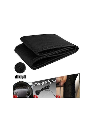 Deri Direksiyon Kılıfı Sarmalı Noktalı Kırmızı