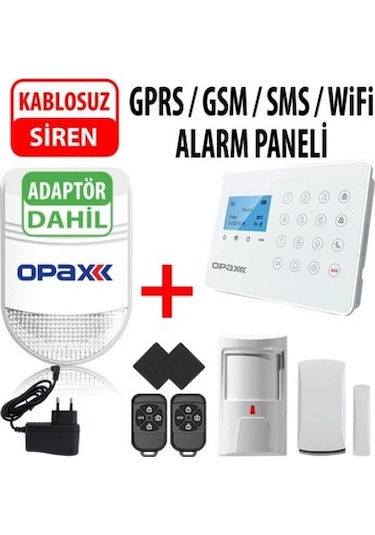 Opax-575 Gprs/Gsm/Sms/Wıfı Alarm Paneli Ve Bgr-08 Kablosuz Siren