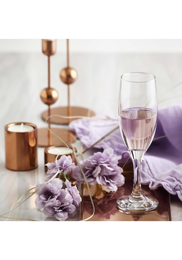LAV Misket Cam Şampanya Kadehi 6'lı 190 ml Ayaklı (Kahve Yanı Su/Kokteyl Bardağı)