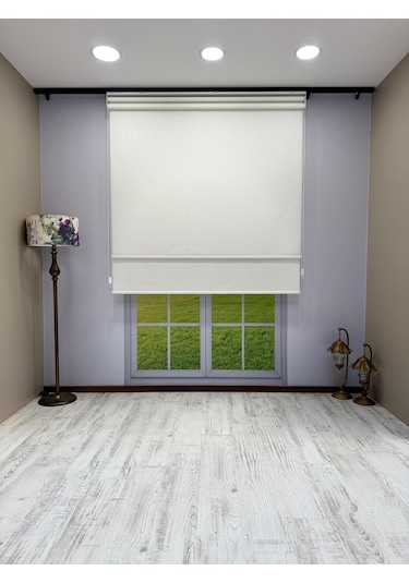 Çiftli Sistem Keten Tül Ve %100 Blackout Karartma Beyaz Stor Perde Beyaz