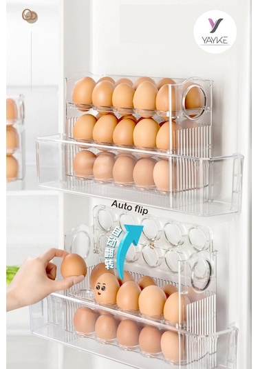 Yayke Yumurtalık 3 Katlı 30'lu Yumurta Rafı Saklama Kabı Yumurta