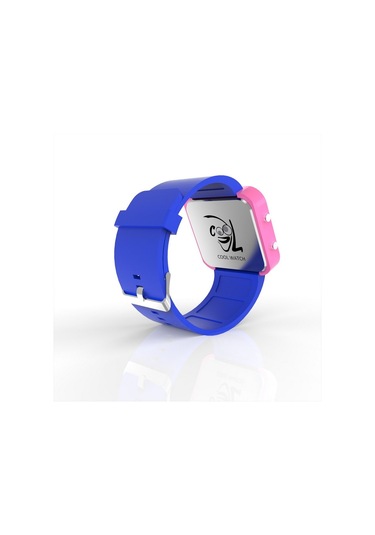 Cool Watch Saat - Pembe Led Kasa - Mavi Kayış Unisex