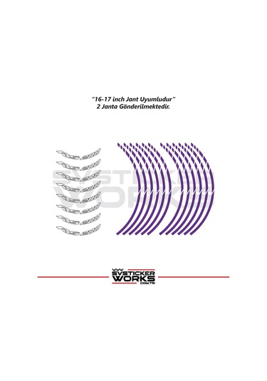 Bajaj Rs200 Jant Sticker Dış Ve İç Set Sticker Jant Şeridi Mor