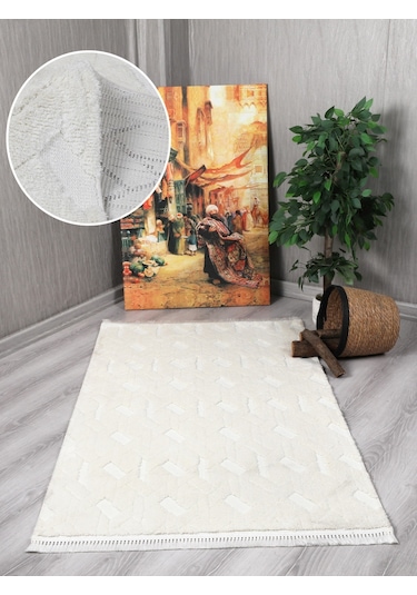 My Evilla Modern Dekoratif Lara Krem Dokuma Halı 9401a
