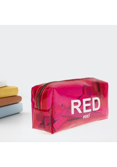 Vukı Seffaf Kalem Cantası Kırmızı Vk-0096-02