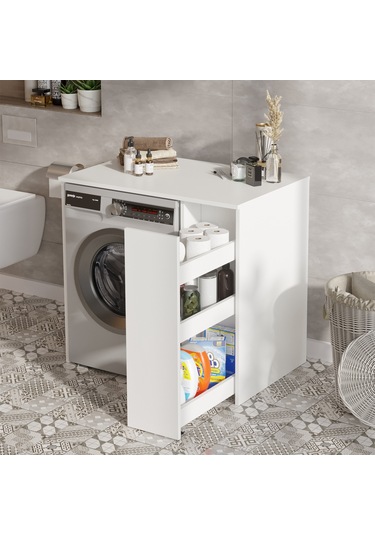 Robin Home Diana Çamaşır Makinesi Dolabı Çekmeceli Beyaz