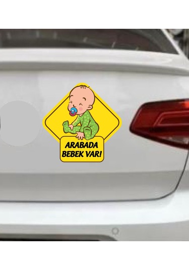 Arabada Bebek Var Sticker - Araba Oto Motosiklet Karavan Sticker - 00170 15x15 Cm