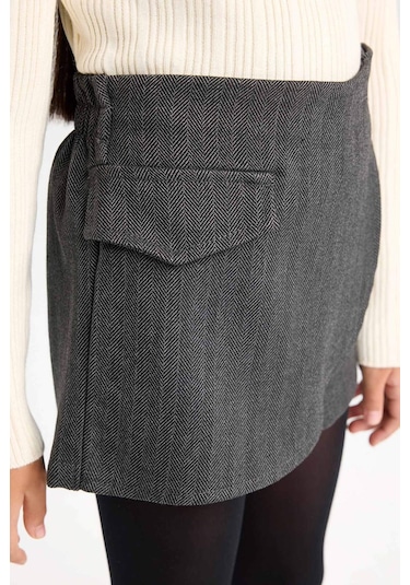 DeFacto Kız Çocuk Desenli Şort Etek D6066A824WNGR103 Gri