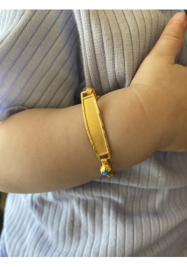 Pullu Altın Çocuk Künyesi Sarı Altın