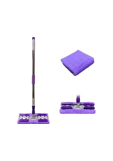 Sihirli Spin Mop Teleskopik Çok Amaçlı Mop +1 Bez Hediyeli - Mor 5468