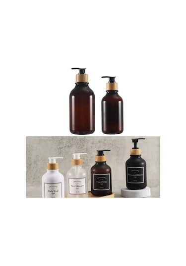 Black-300ml-500ml Sabunluk Buzlu Doldurulabilir Şampuan Pompası Şişesi Sabun Losyon Kabı Sabun Pompası El Yıkama Banyo Aksesuarları