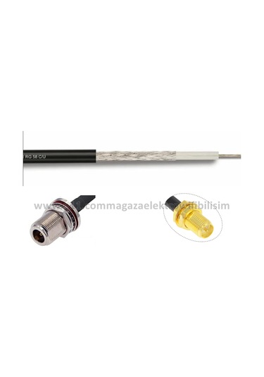 N dişi Bölmeli Tip - RP SMA dişi 8METRE RG58 Koaksiyel Kablo