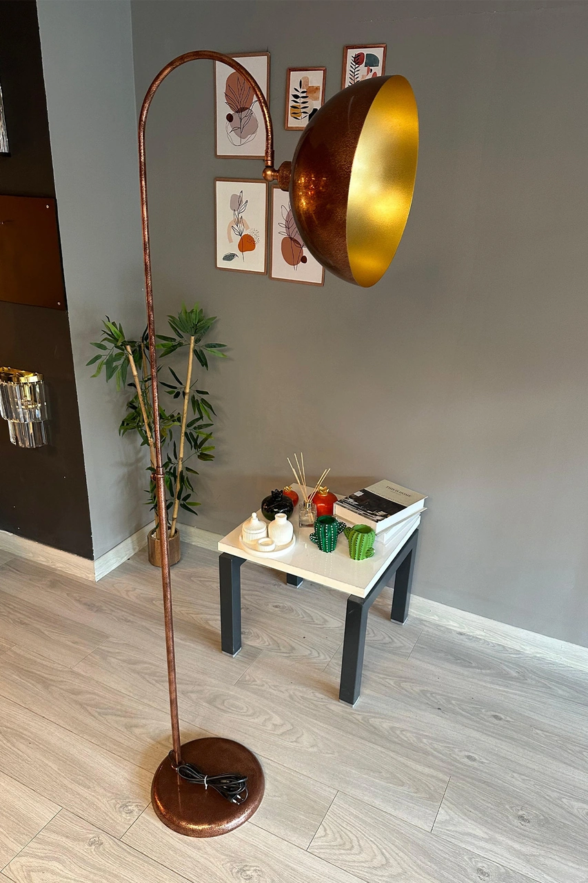 Patina Lambader Hareketli Başlık Modern Dekoratif Metal Oturma Odası Çalışma Odası Lambası Bakır