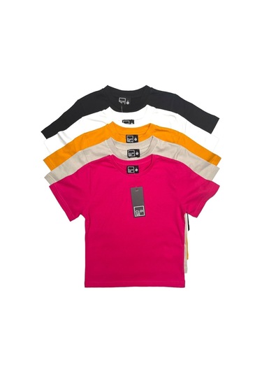 Çocuk Basic T-shirt Kız Erkek Unisex %100 Pamuk 5'li Paket Kk-1