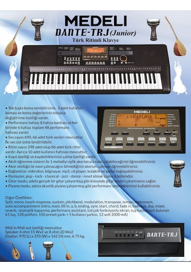 Medeli Dante Tr-j V3 Türk Ritimli Org