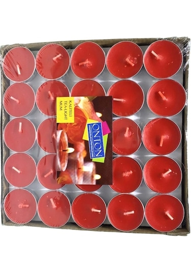 Kırmızı Tealight Mum 25 Adet Kırmızı